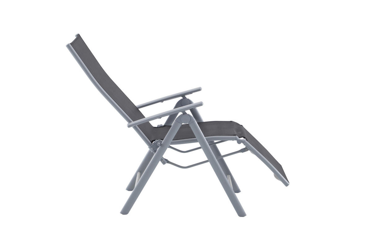GARTENSESSEL Aluminium Grau, Schwarz  - Schwarz/Grau, MODERN, Kunststoff/Metall (56/112/81cm) - Gardenson