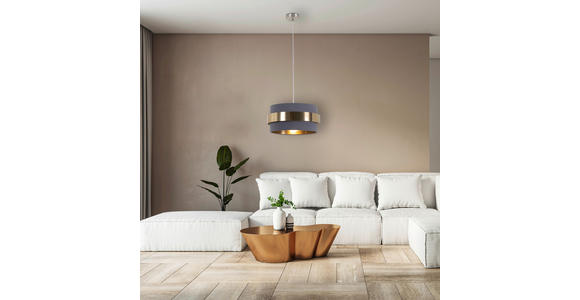 HÄNGELEUCHTE 37/120 cm  - Goldfarben/Grau, MODERN, Kunststoff/Textil (37/120cm) - Novel