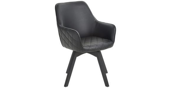 ARMLEHNSTUHL   Lederlook  - Schwarz, KONVENTIONELL, Holz/Textil (60/92/65cm) - Xora