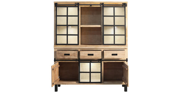 BUFFET 145/180/42 cm  in  - Graubraun/Schwarz, LIFESTYLE, Glas/Holz (145/180/42cm) - Landscape