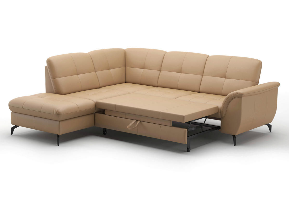 ECKSOFA ZORA E Cappuccino Echtleder  - Schwarz/Cappuccino, MODERN, Leder/Metall (212/244cm) - Sit & More