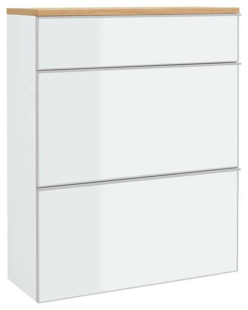 HÄNGESCHUHSCHRANK in 84/102/31 cm - Weiss/Eichefarben, Design, Glas/Holz (84/102/31cm) - Novel