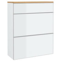 VISEČA OMARA ZA ČEVLJE furnirano bela, barve hrasta - srebrne barve/barve hrasta, Design, kovina/steklo (84/102/31cm) - Novel