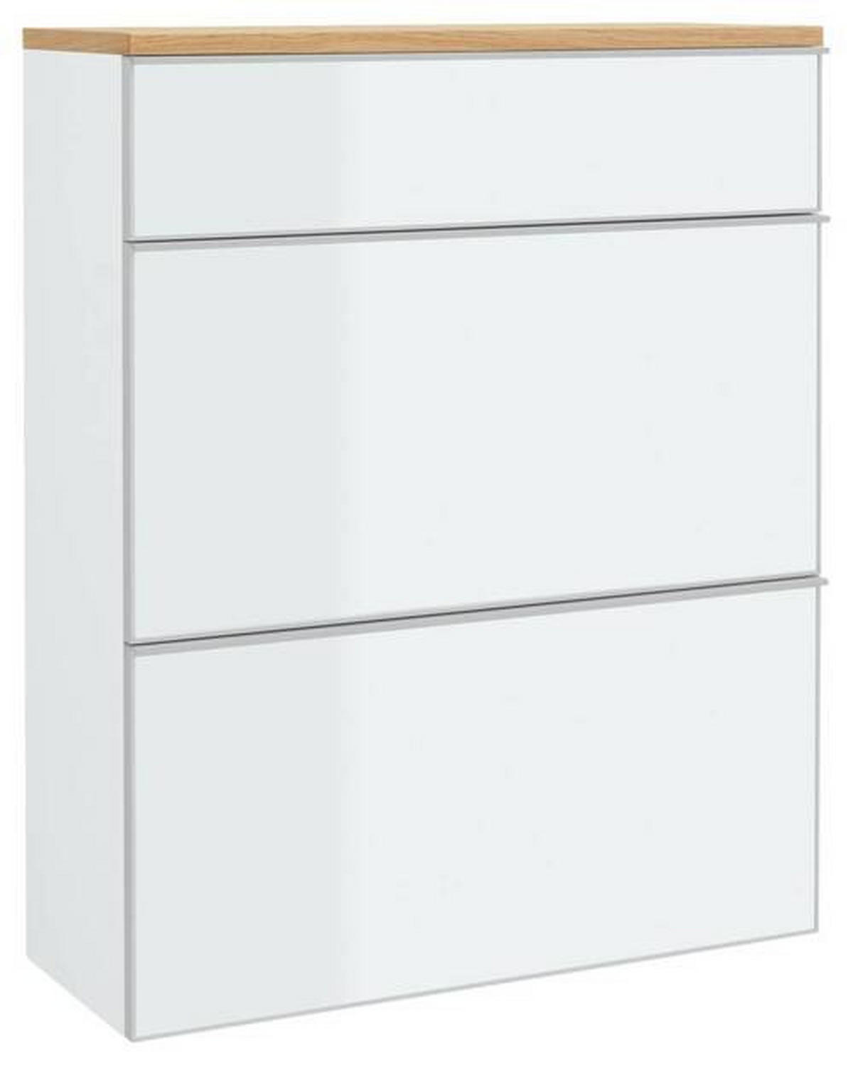 VISEČA OMARA ZA ČEVLJE furnirano bela, barve hrasta - srebrne barve/barve hrasta, Design, kovina/steklo (84/102/31cm) - Novel