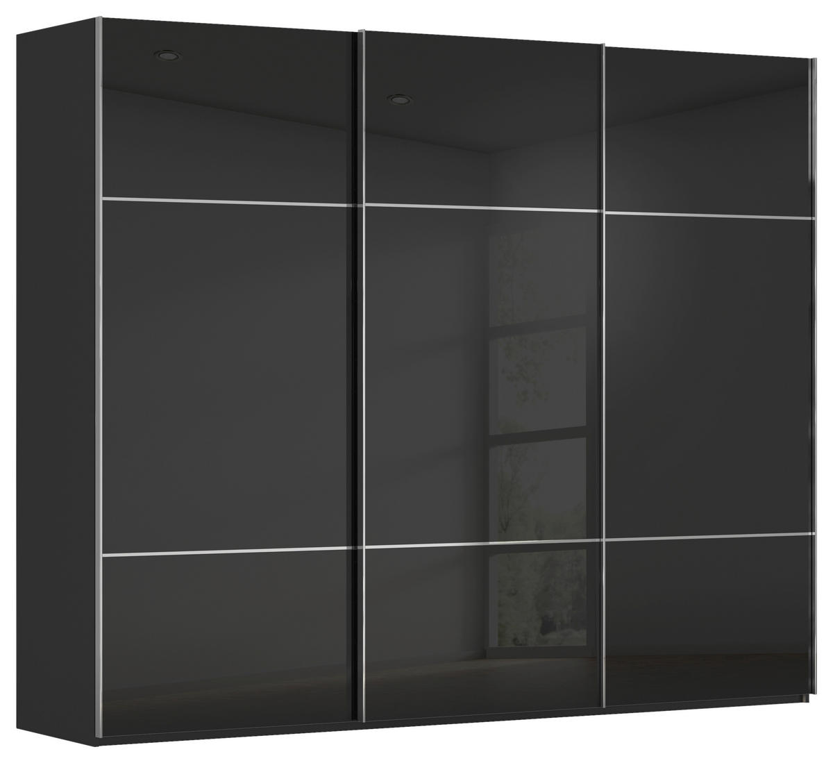 SCHWEBETÜRENSCHRANK Schwarz  - Chromfarben/Schwarz, Konventionell, Glas/Holzwerkstoff (271/223/68cm) - Novel