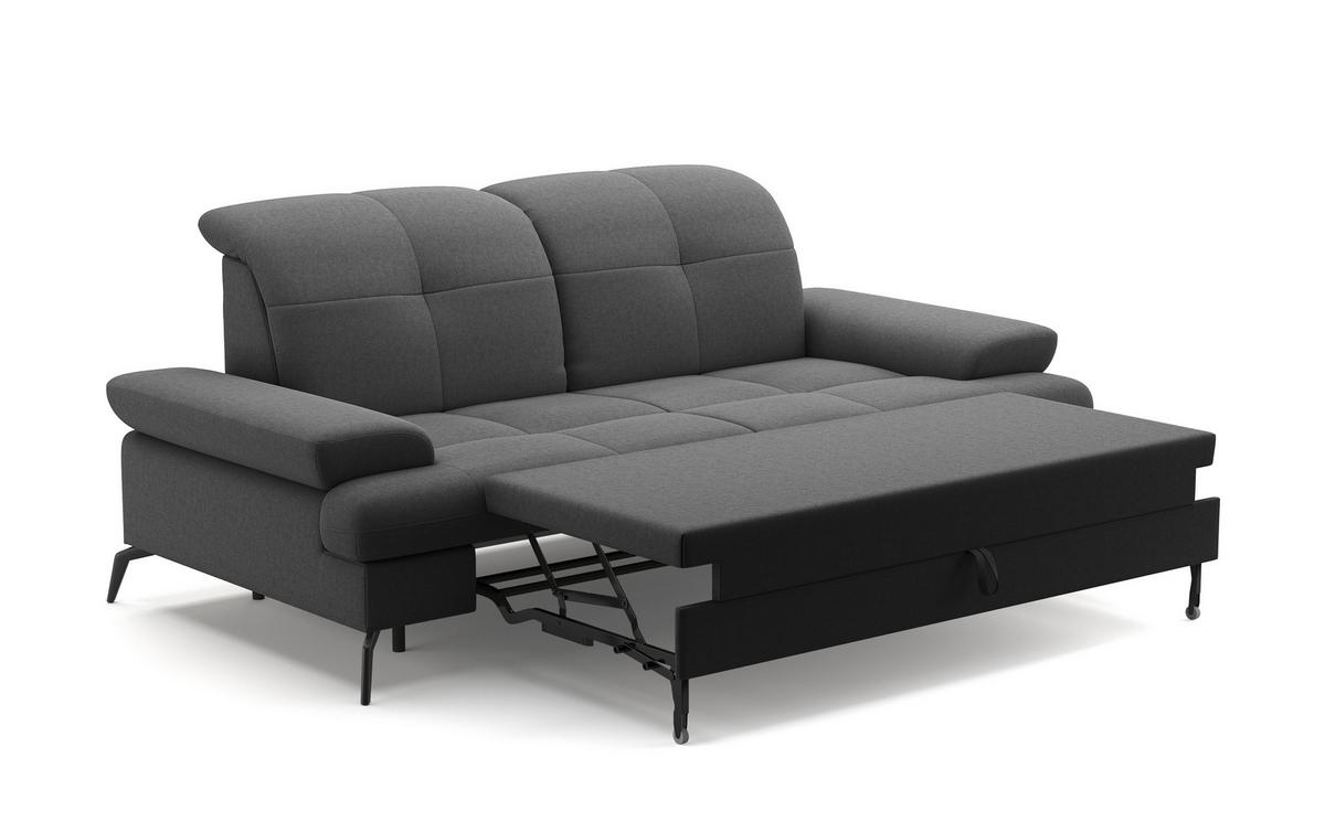 2,5-SITZER in Flachgewebe Dunkelgrau  - Dunkelgrau/Schwarz, Konventionell, Textil/Metall (202/90/122cm) - Sit & More