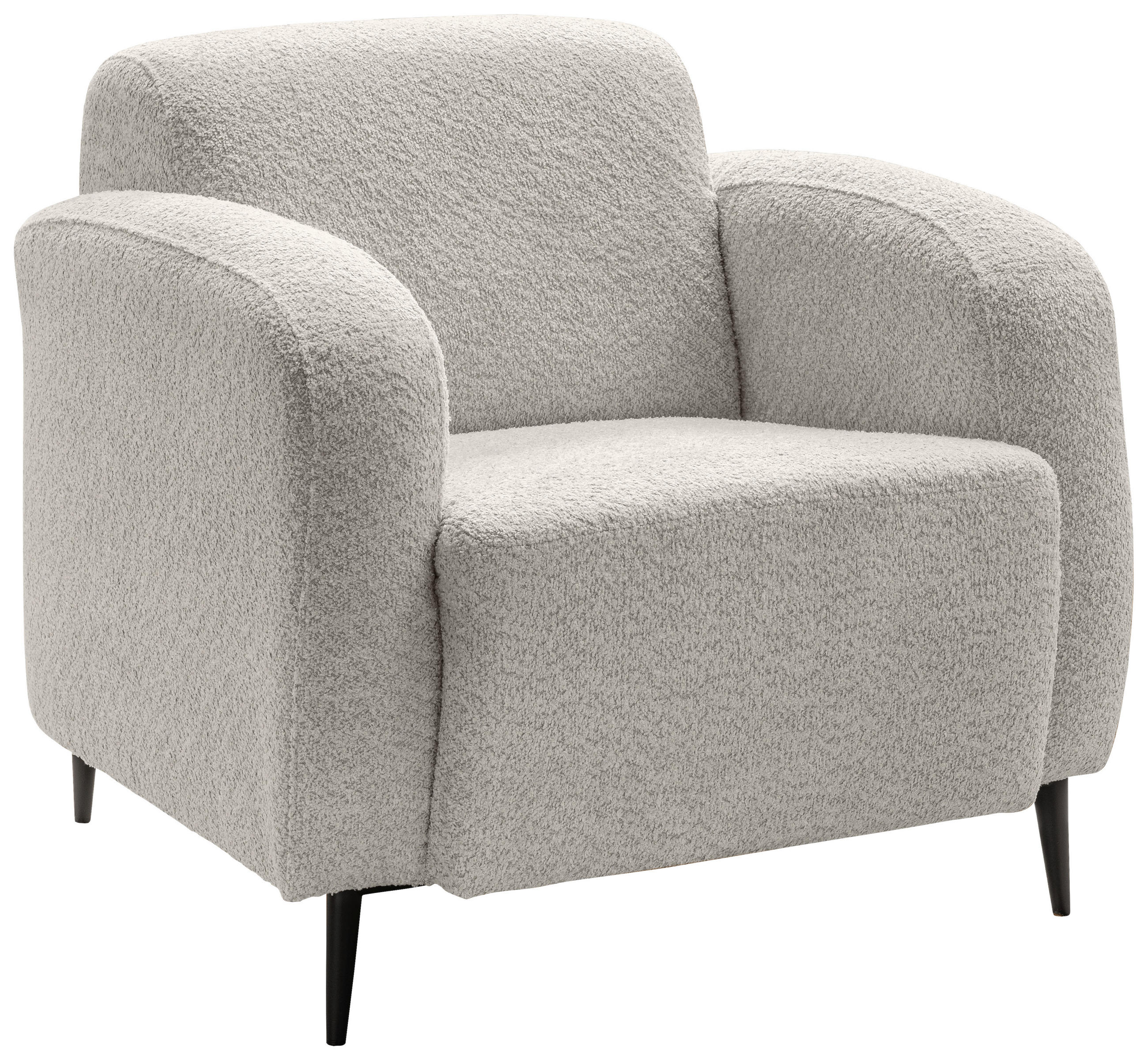 SESSEL in Bouclé Weiss  - Weiss/Schwarz, Modern, Textil/Metall (85/76/90cm) - Livetastic