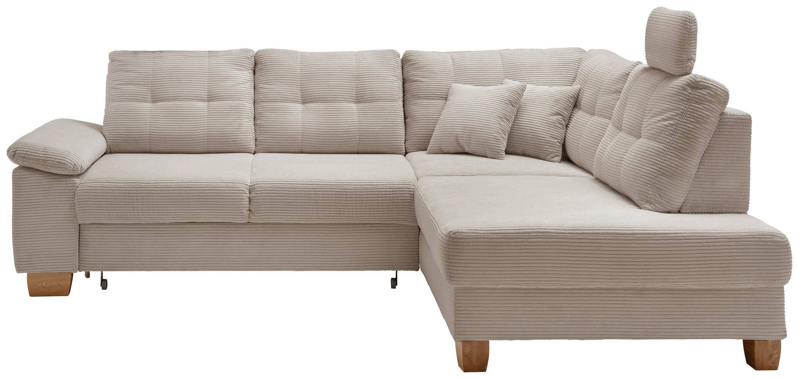 ECKSOFA Beige Cord  - Beige/Naturfarben, MODERN, Holz/Textil (274/206cm) - Livetastic