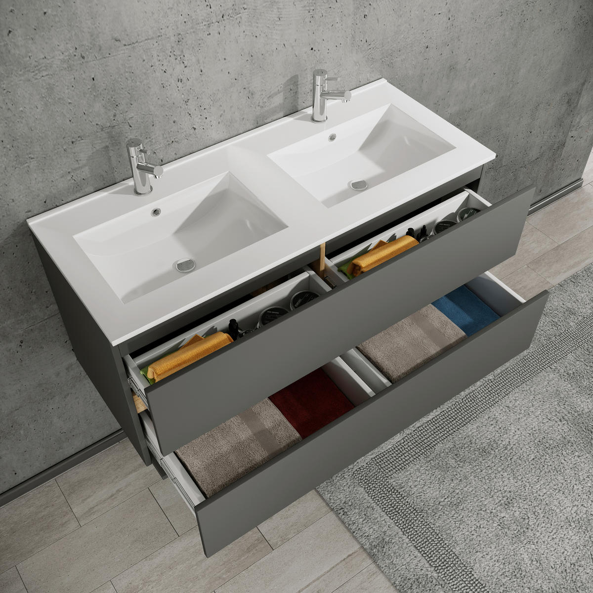 BADEZIMMER 2-teilig  in  - Honigeiche/Anthrazit, Trend, Keramik/Holzwerkstoff (112/51/47cm) - MID.YOU