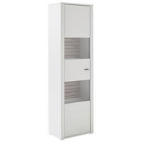VITRINE  in Weiß, Eichefarben - Eichefarben/Anthrazit, Design, Glas/Holzwerkstoff (61/206/37cm) - Stylife