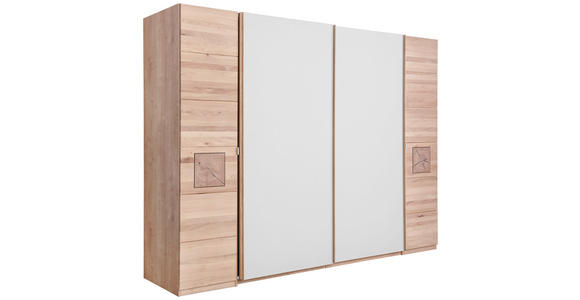 SCHWEBETÜRENSCHRANK  in Weiß, Eichefarben  - Eichefarben/Weiß, Natur, Glas/Holz (286/215/74cm) - Linea Natura