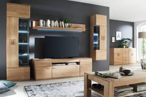 TV-ELEMENT  in 180/58/50 cm  - Eichefarben/Nickelfarben, Design, Holz/Holzwerkstoff (180/58/50cm) - Livetastic