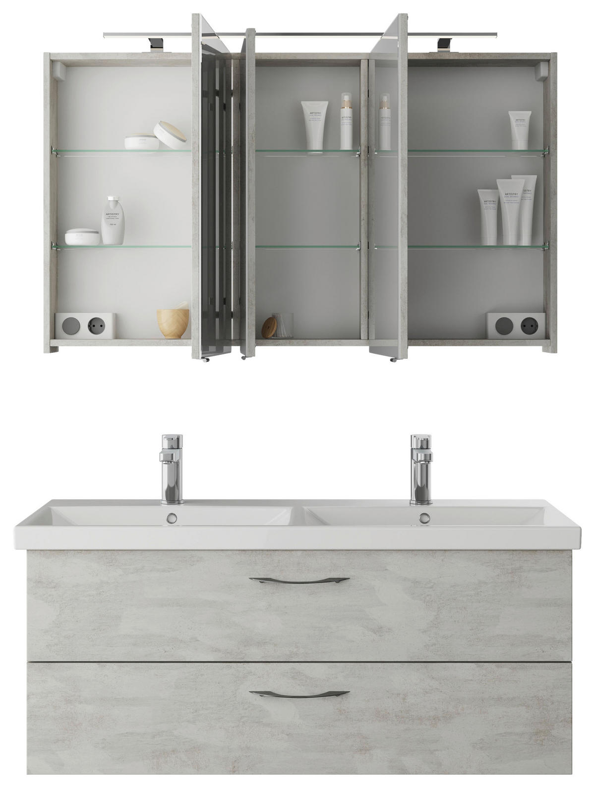BADEZIMMER  in 120 cm  - Weiß/Grau, KONVENTIONELL, Holzwerkstoff (120cm) - Pelipal