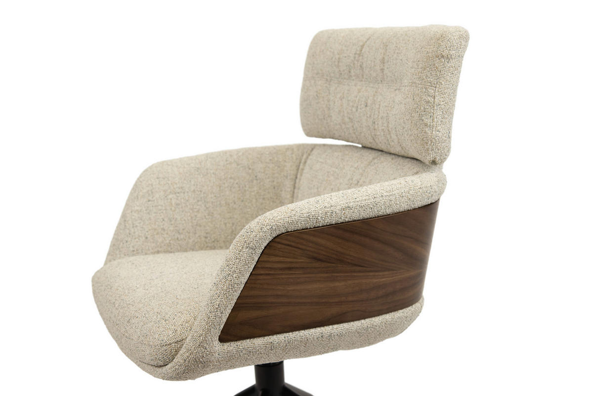 STOL MED ARMSTÖD järn vävt tyg  - beige/valnötsfärgad, Design, metall/trä (62/92/66cm) - Dieter Knoll