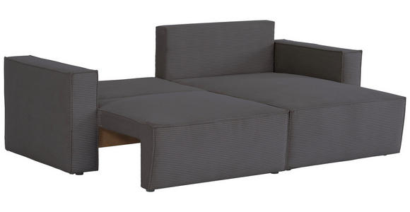 ECKSOFA  in Feincord Dunkelgrau  - Dunkelgrau/Schwarz, KONVENTIONELL, Kunststoff/Textil (242/151cm) - Carryhome