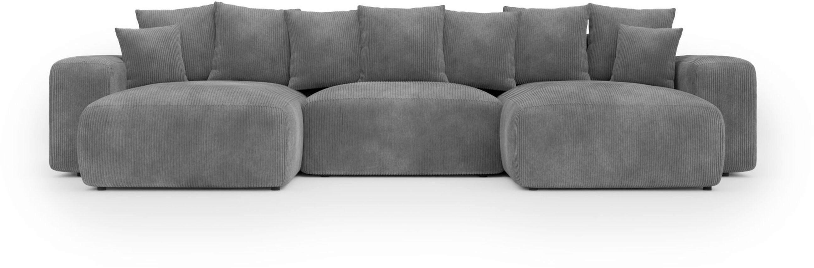 WOHNLANDSCHAFT Anthrazit Cord  - Anthrazit/Schwarz, Basics, Kunststoff/Textil (176/364/176cm) - Lomoco
