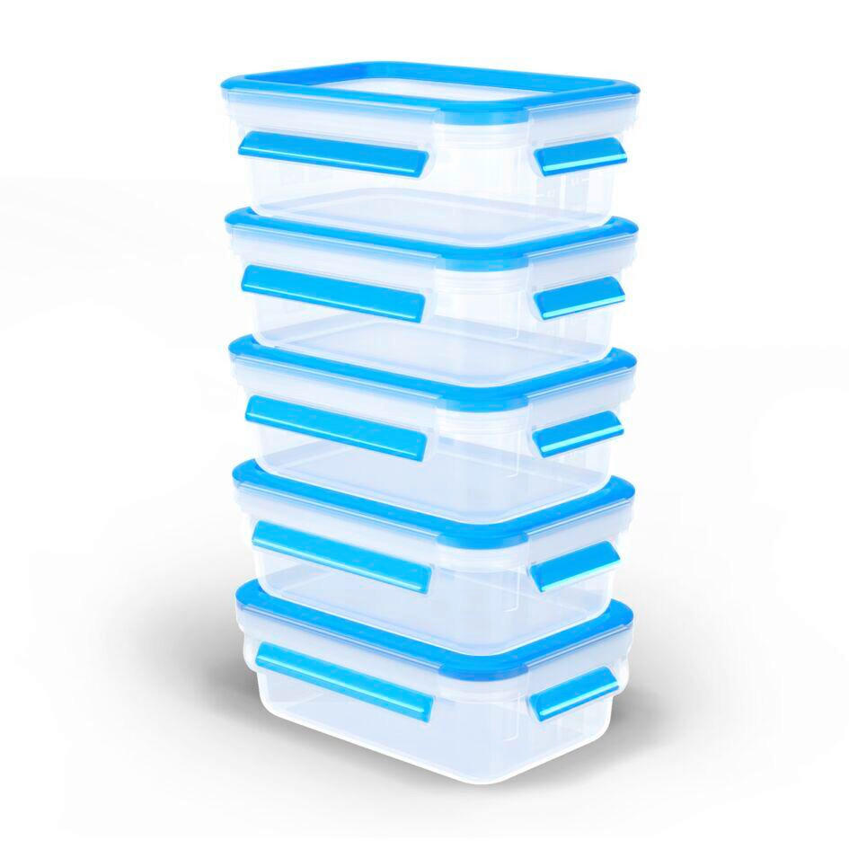 FRISCHHALTEDOSENSET Clip & Close 5-teilig  - Transparent, Basics, Kunststoff (16,7/11,7/27,1cm) - Emsa