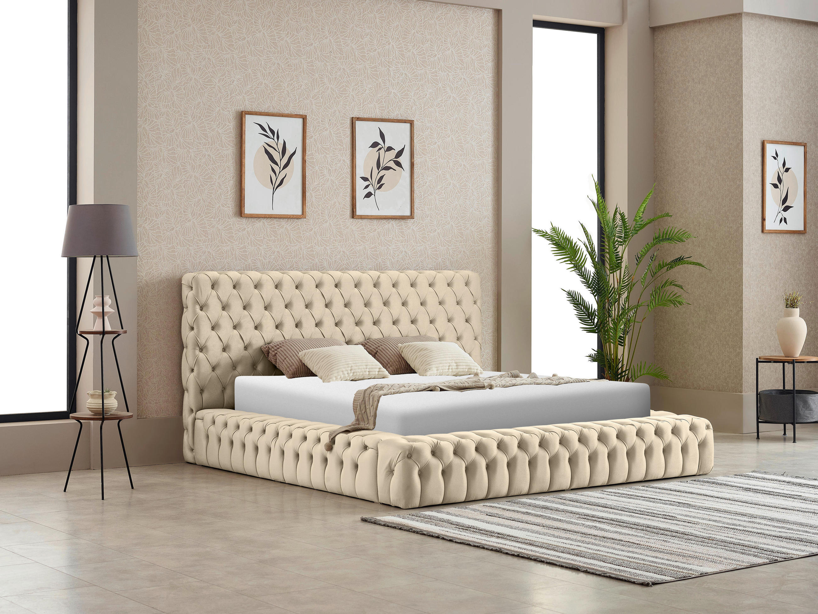 E-shop Livetastic ČALÚNENÁ POSTEĽ, 180/200 cm, prírodná farba