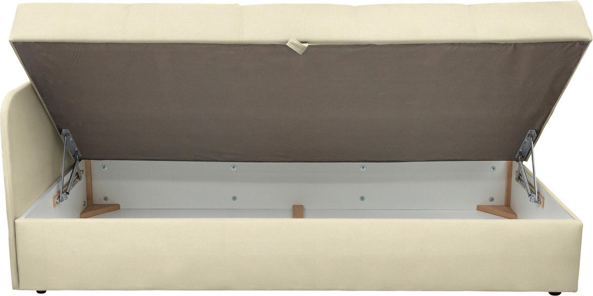 LEŽALNIK,  krem barve tekstil - črna/siva, Basics, umetna masa/tekstil (205/90/95cm) - Xora