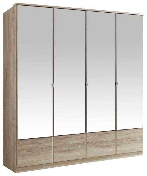 GARDEROB MED GÅNGJÄRN 180/199/58 cm 4-dörrar - aluminiumfärg/ekfärgad, Klassisk, metall/trämaterial (180/199/58cm) - MID.YOU