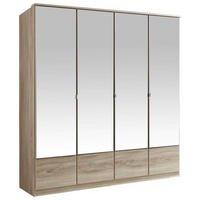 GARDEROB MED GÅNGJÄRN 180/199/58 cm 4-dörrar - aluminiumfärg/ekfärgad, Klassisk, metall/trämaterial (180/199/58cm) - MID.YOU