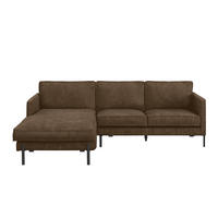 ECKSOFA in Flachgewebe Braun  - Schwarz/Braun, Trend, Textil/Metall (154/232cm) - Livetastic