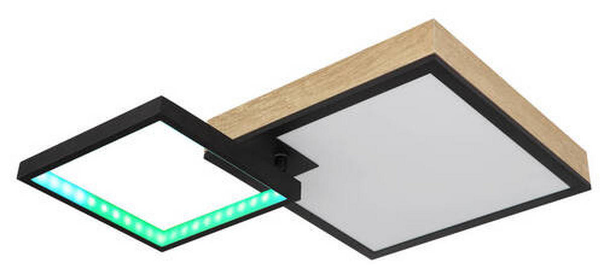 LED MENNYEZETI LÁMPA - sötétbarna/fekete, Natur, műanyag/faalapú anyag (60/41/10cm) - Globo