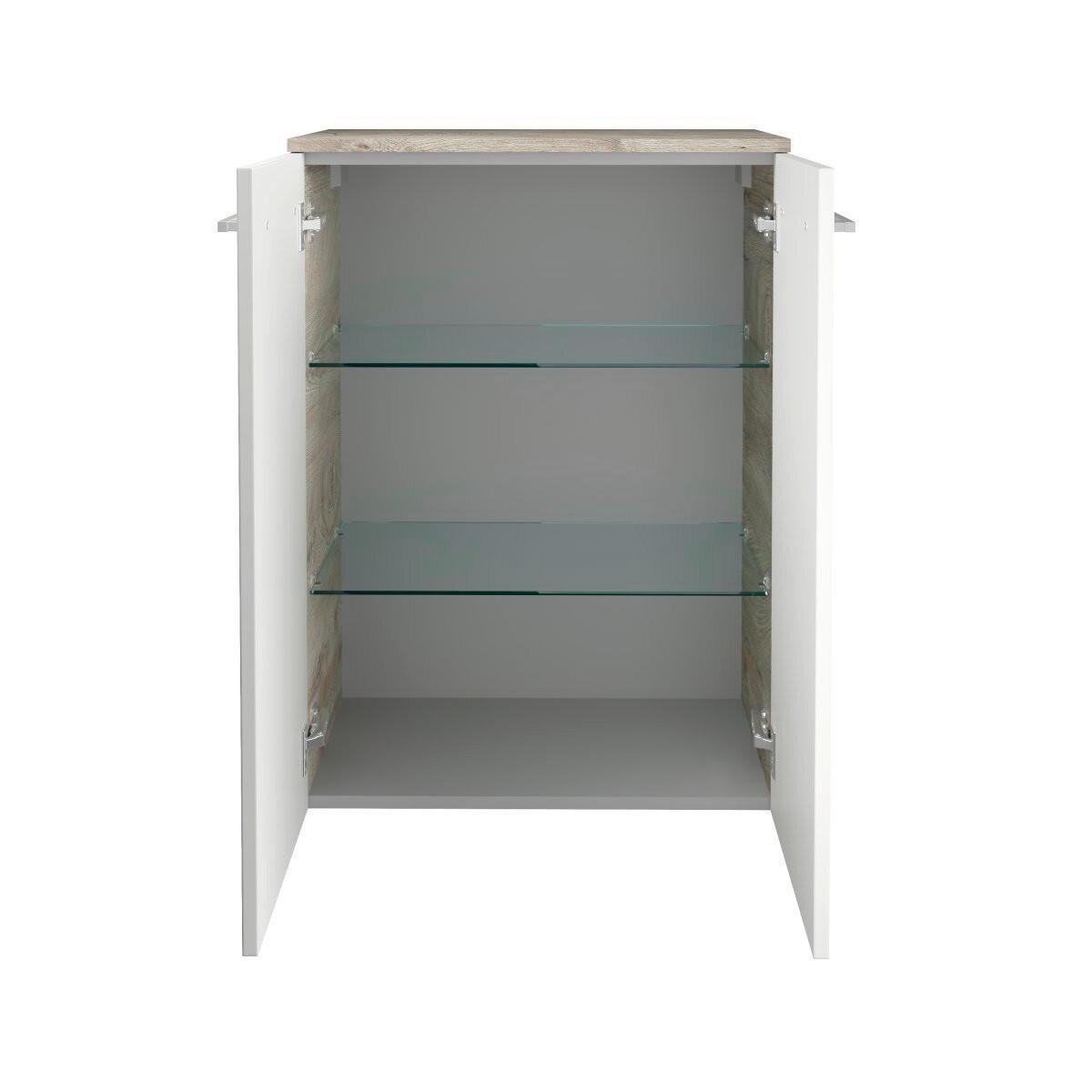 MIDISCHRANK 60,2/82,6/32 cm  - Chromfarben/Weiß Hochglanz, Basics, Glas/Holzwerkstoff (60,2/82,6/32cm) - MID.YOU