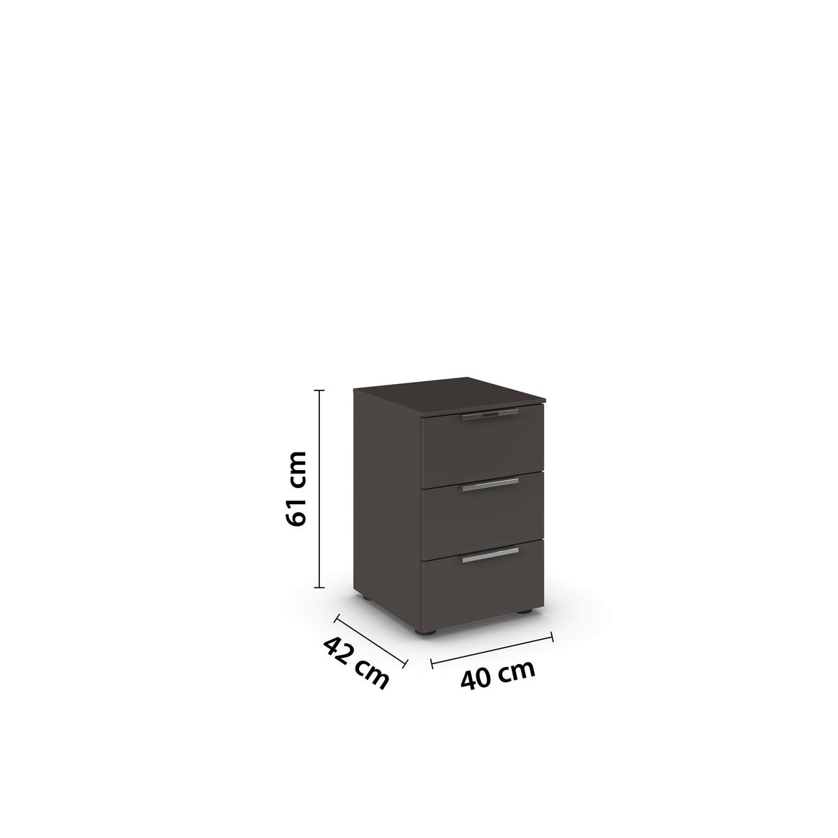 NACHTSCHRANK 40/61/42 cm  - Chromfarben/Graphitfarben, MODERN, Holzwerkstoff/Kunststoff (40/61/42cm) - Rauch Möbel