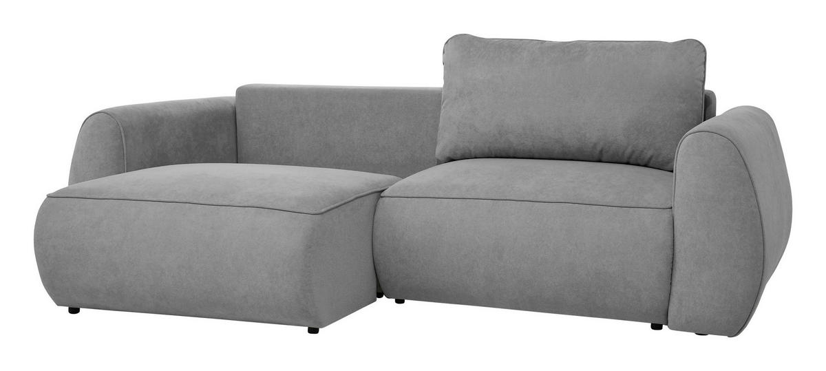 SCHLAFSOFA Chenille Grau  inkl. Zierkissen, Rückenkissen, Bettkasten, Schlaffunktion, Rücken echt, Liegefläche im Originalstoff  - Schwarz/Grau, KONVENTIONELL, Kunststoff/Textil (257/96/110cm) - Milino