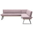 ECKBANK 203/163 cm Webstoff Rosa, Schwarz, Eichefarben Eiche massiv   - Eichefarben/Schwarz, Design, Holz/Textil (203/163cm) - Voleo