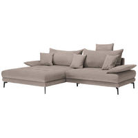 ECKSOFA in Flachgewebe Hellbraun  176/292 cm  - Hellbraun/Schwarz, MODERN, Textil/Metall (176/292cm) - Carryhome