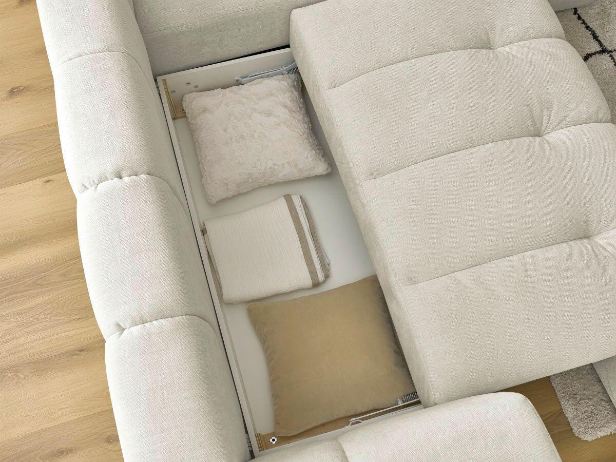 ECKSCHLAFSOFA FUJI Leinenoptik Beige  inkl.  - Beige/Schwarz, MODERN, Kunststoff/Textil (282/204cm)