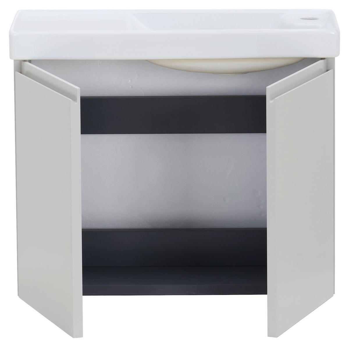 BADEZIMMER 3-teilig  in  - Kaschmir/Weiß Hochglanz, MODERN, Keramik/Holzwerkstoff (60/140/22cm) - MID.YOU