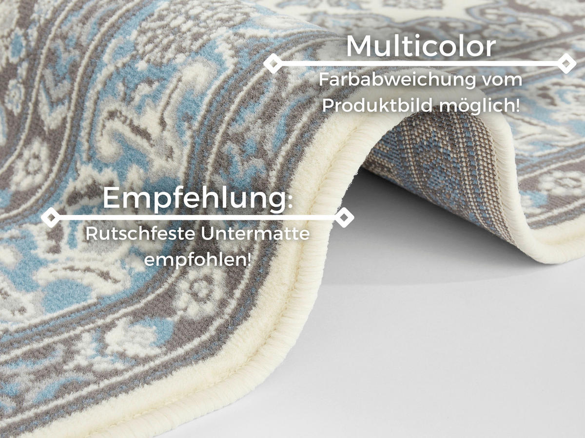 ORIENTTEPPICH 80/150 cm Mirkan Creme, Hellblau  - Creme/Hellblau, Basics, Kunststoff/Textil (80/150cm)