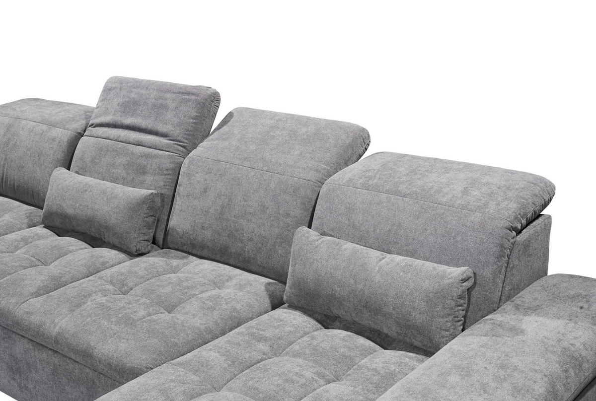 WOHNLANDSCHAFT in Mikrovelours Grau  - Dunkelgrau/Silberfarben, KONVENTIONELL, Kunststoff/Textil (240/340/188cm) - MID.YOU