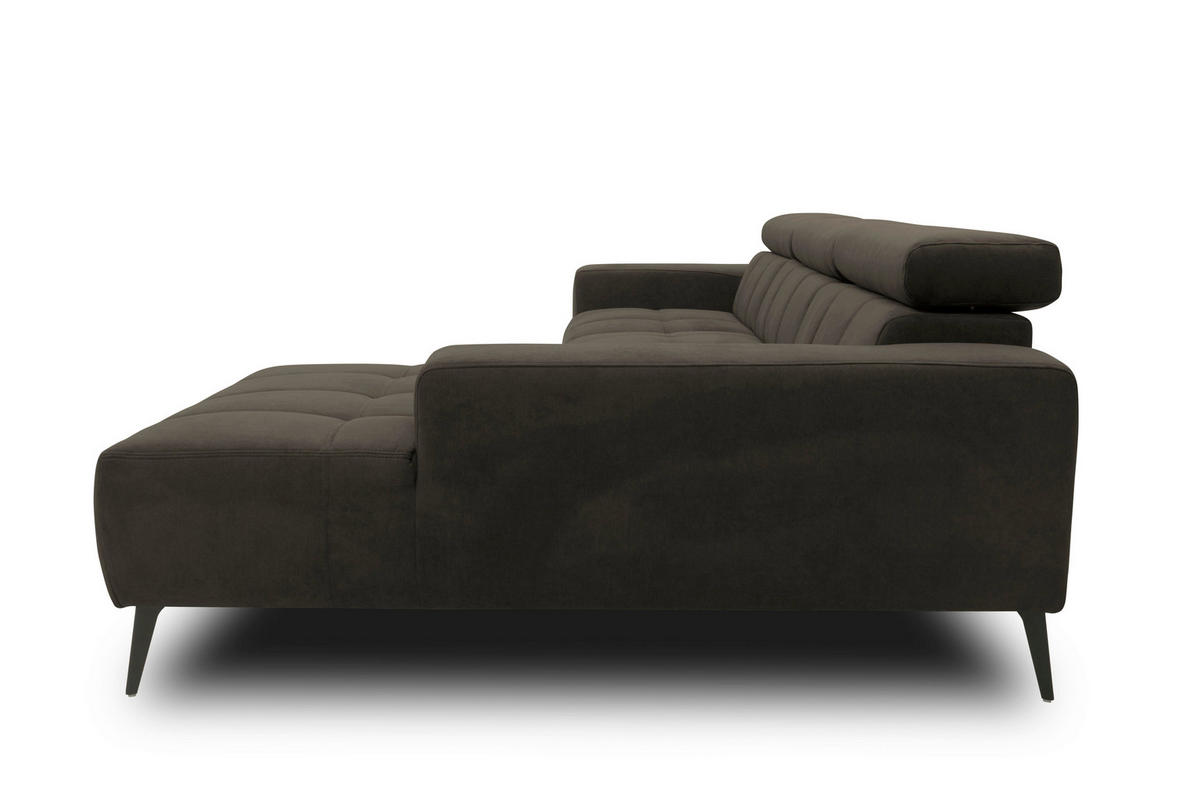 ECKSOFA TRENTO Mikrofaser  - Dunkelgrau/Schwarz, MODERN, Textil/Metall (287/175cm) - MID.YOU