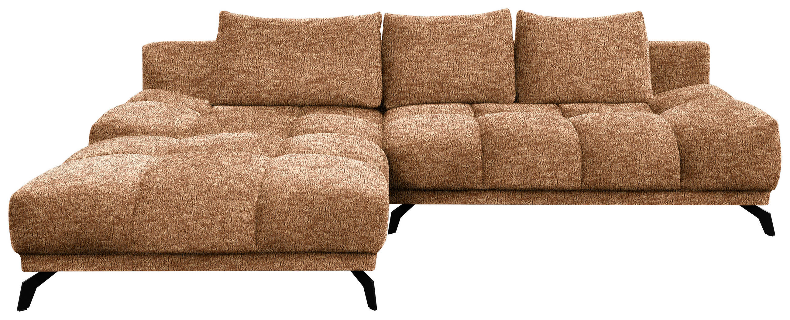 ECKSOFA Goldfarben Chenille  - Goldfarben/Schwarz, MODERN, Textil/Metall (182/290cm) - Hom`in