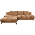 ECKSOFA in Chenille Goldfarben  - Goldfarben/Schwarz, MODERN, Textil/Metall (182/290cm) - Hom`in