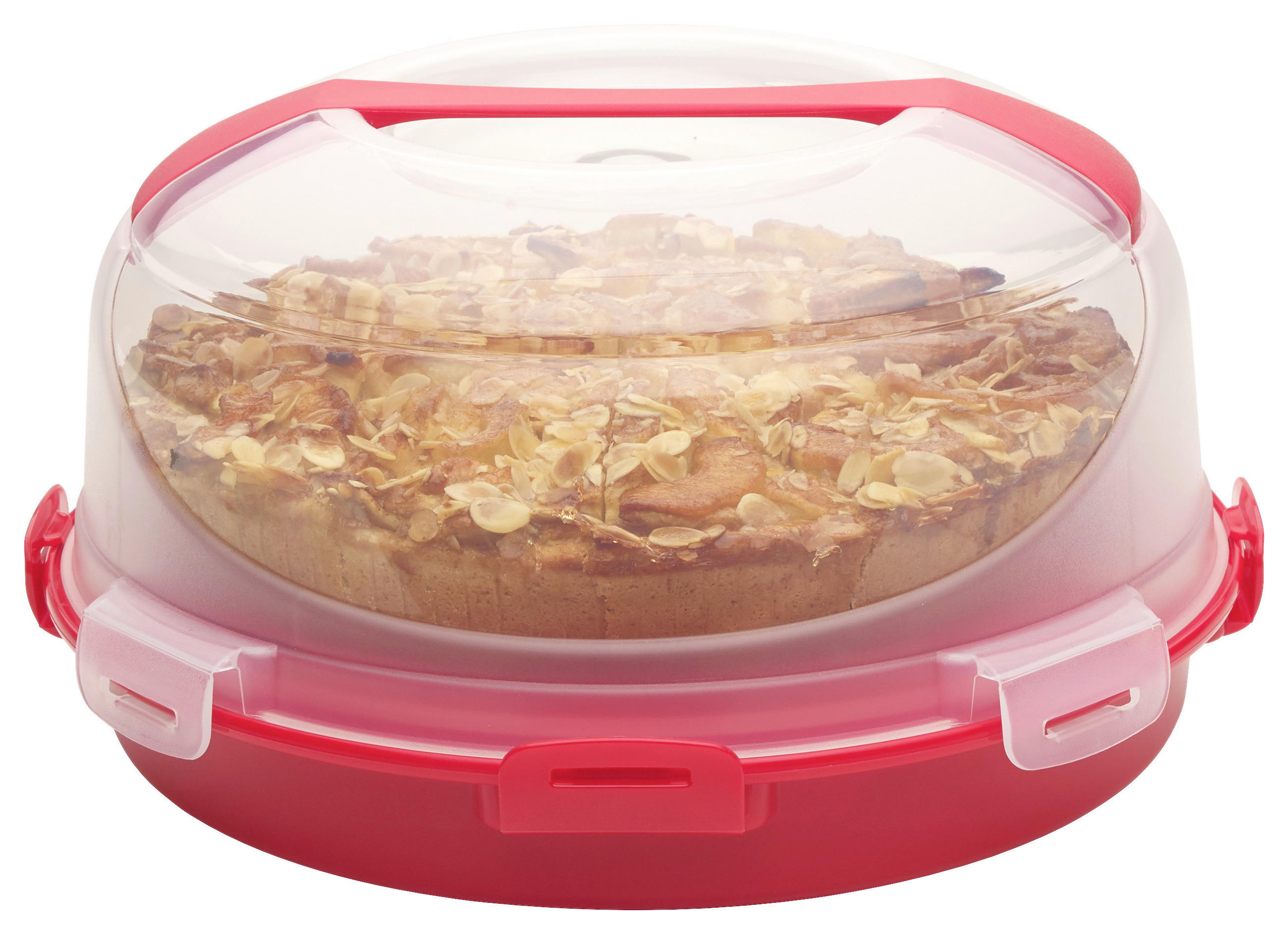 CUTIE TRANSPORT PRĂJITURI 34,5/18 cm   - roșu/transparent, Basics, plastic (34,5/18cm) - Homeware Profession.