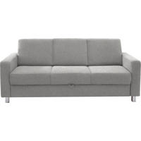 3-SITZER-SOFA in Flachgewebe Hellgrau  - Chromfarben/Hellgrau, Design, Textil/Metall (195/83/85cm) - Xora