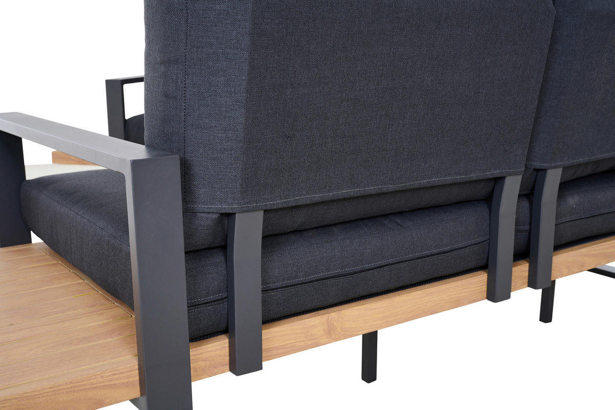LOUNGEGARNITUR 2-teilig   73,5/78,5/155 cm Aluminium  - Anthrazit/Teakfarben, Basics, Textil/Metall (73,5/78,5/155cm) - Siena Garden