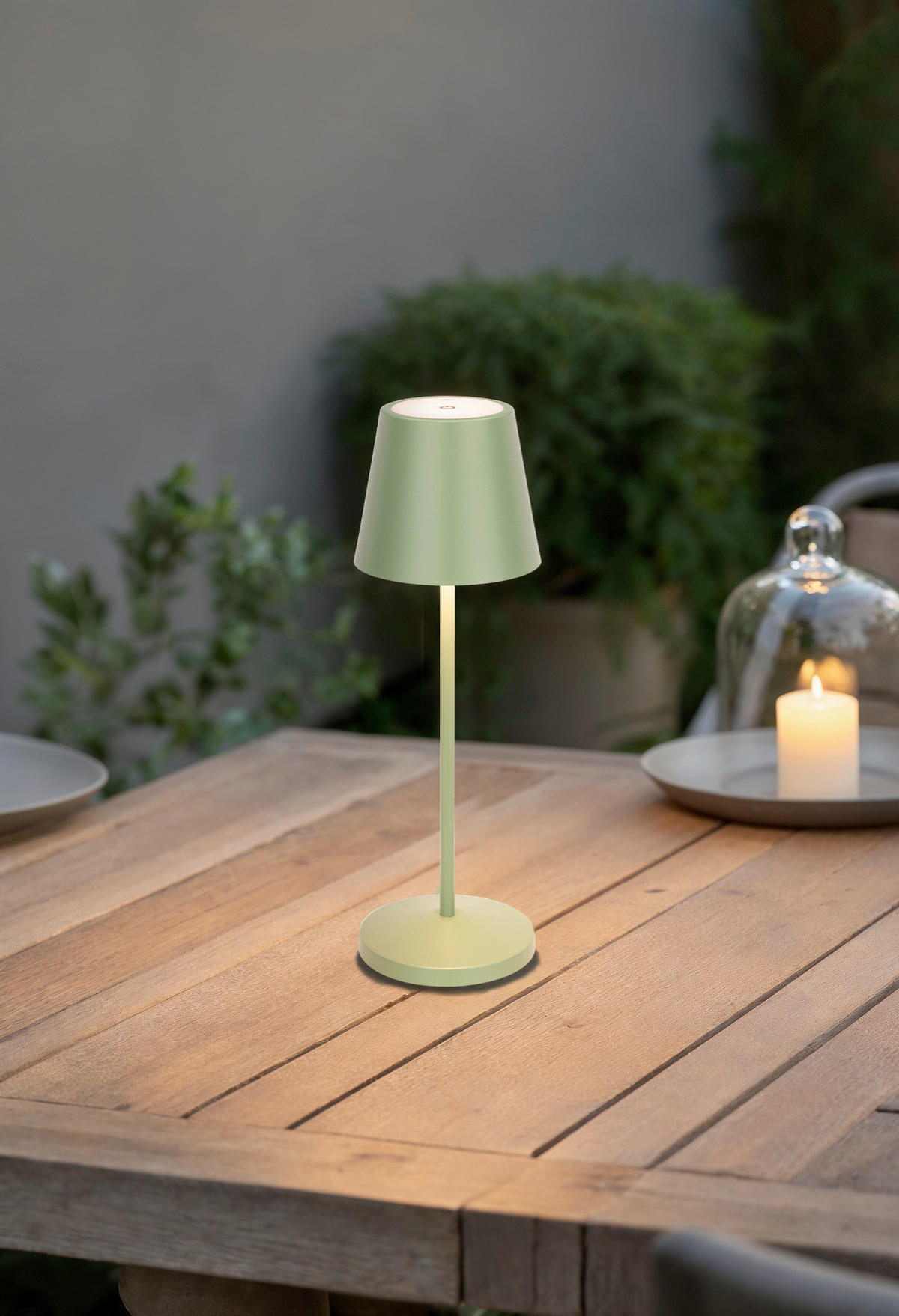 AKKU-TISCHLEUCHTE Denver 11/35 cm  - Grün, Trend, Metall (11/35cm) - Novel