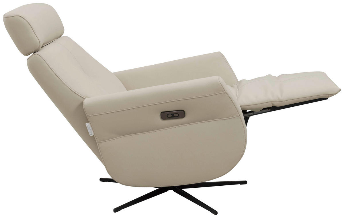 RELAXSESSEL Artù Echtleder Relaxfunktion, Kopfteilverstellung, Rücken echt    - Creme, Design, Leder (71/110/80cm) - Novel