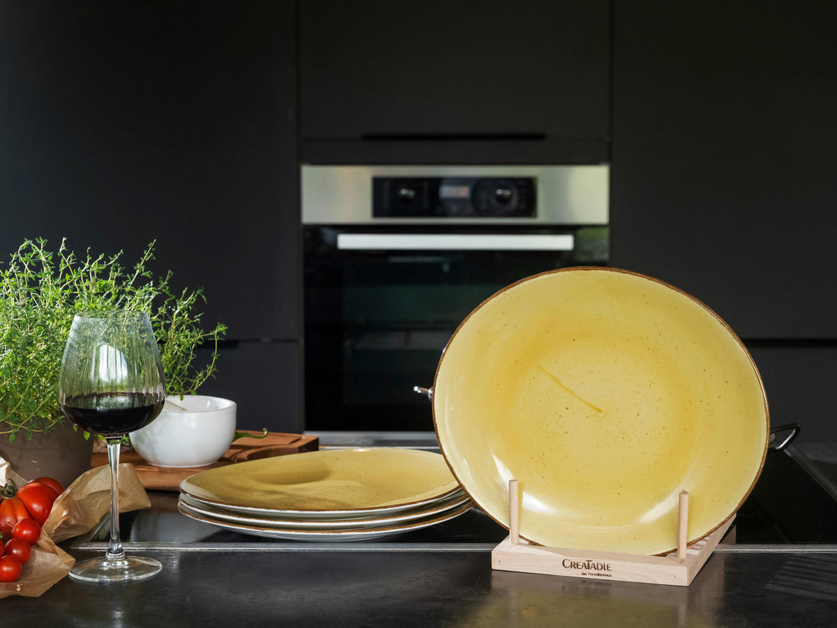 STEAKTELLERSET Vintage Nature Curry 4-teilig  - Currygelb, Basics, Keramik - Creatable