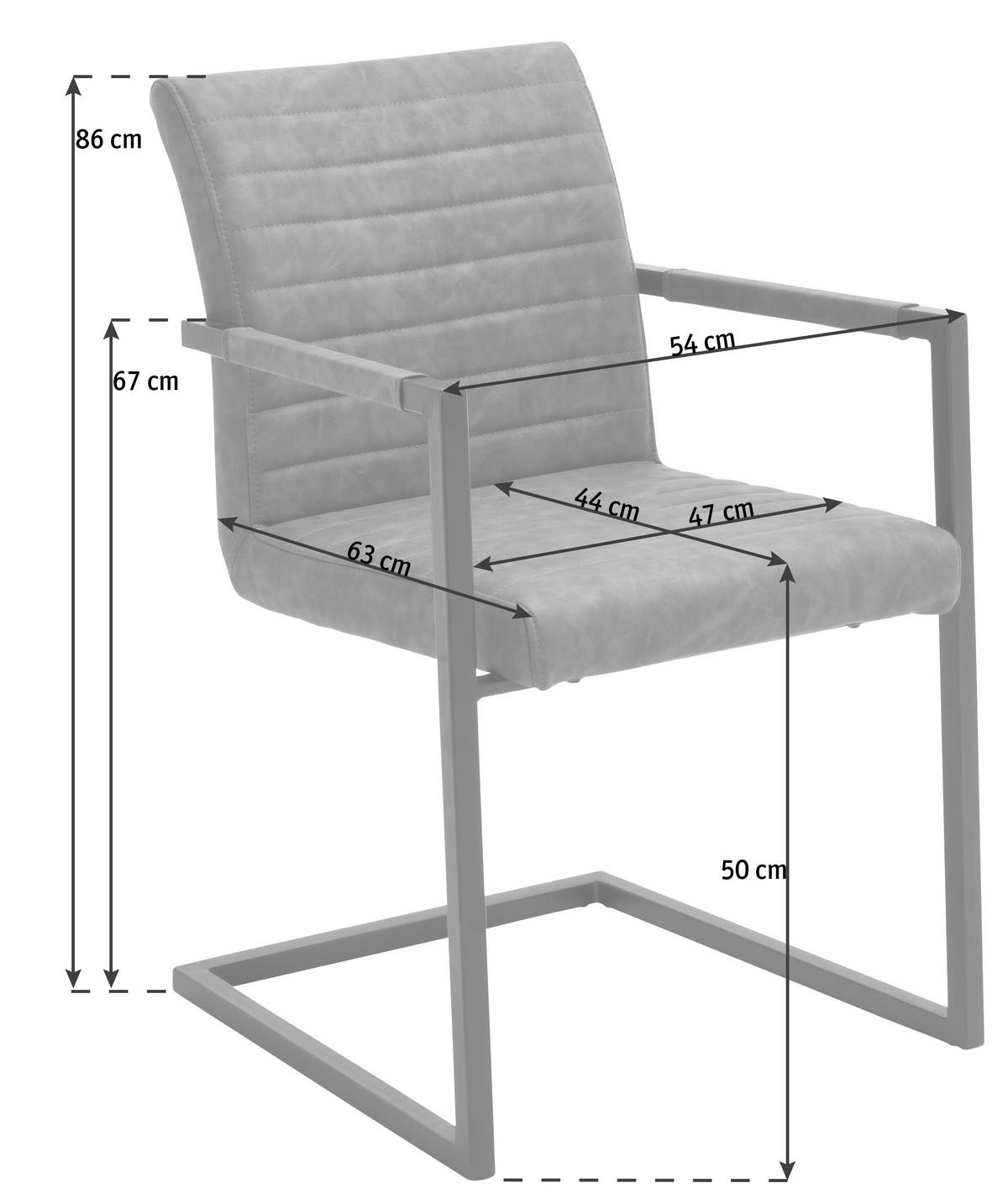 ARMLEHNSTUHL  in Stahl  - Schwarz/Braun, Design, Textil/Metall (54/86/63cm) - Livetastic
