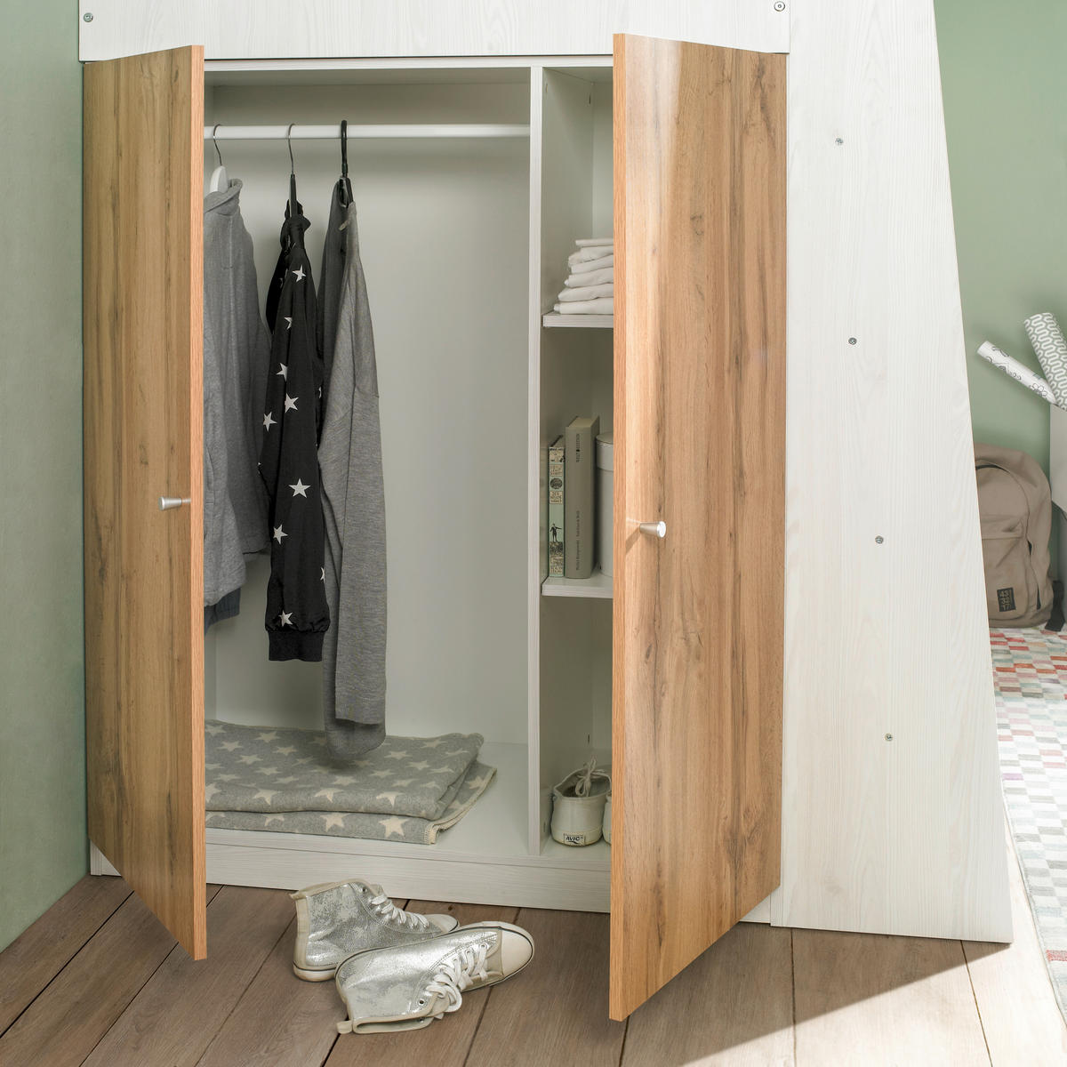GALÉRIAÁGY - tölgyfa színű/fehér, Konventionell, faalapú anyag (90/200cm) - Carryhome