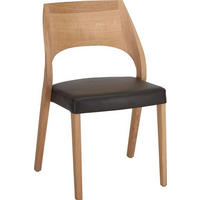STUHL  in Echtleder pigmentiert  - Eichefarben/Dunkelbraun, Natur, Leder/Holz (54/86/61cm) - Voglauer
