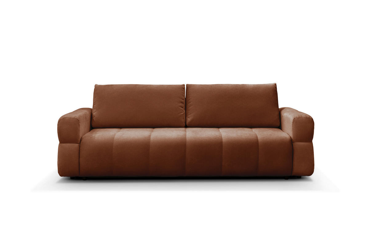 SCHLAFSOFA LOTTA  mit Chenille Terracotta  - Terracotta/Schwarz, Design, Textil (248/90/105cm) - MID.YOU