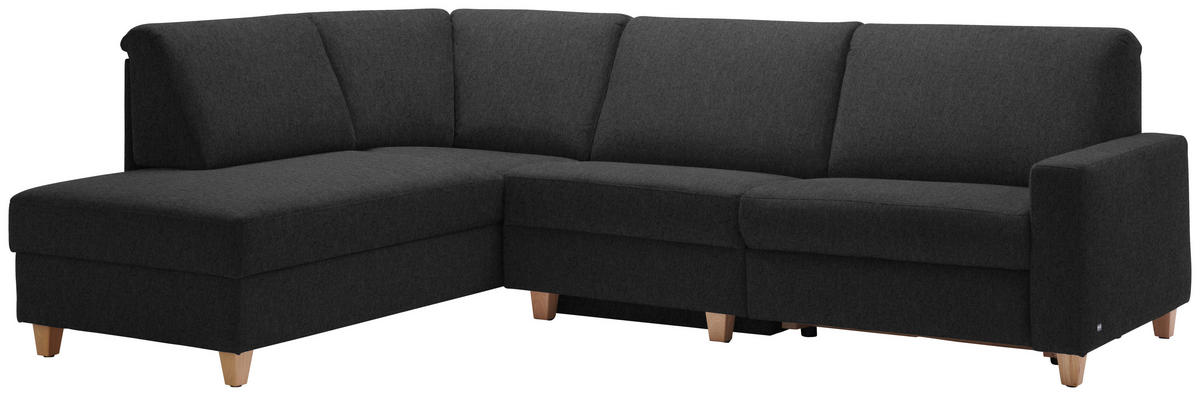 ECKSOFA  in Flachgewebe Anthrazit  203/261 cm  - Eichefarben/Anthrazit, KONVENTIONELL, Holz/Textil (203/261cm) - Sedda